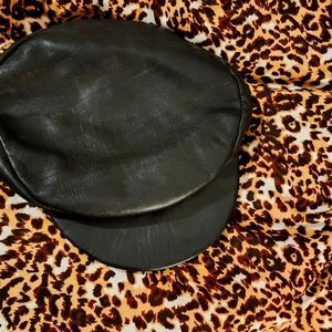 Genuine leather bikers cap